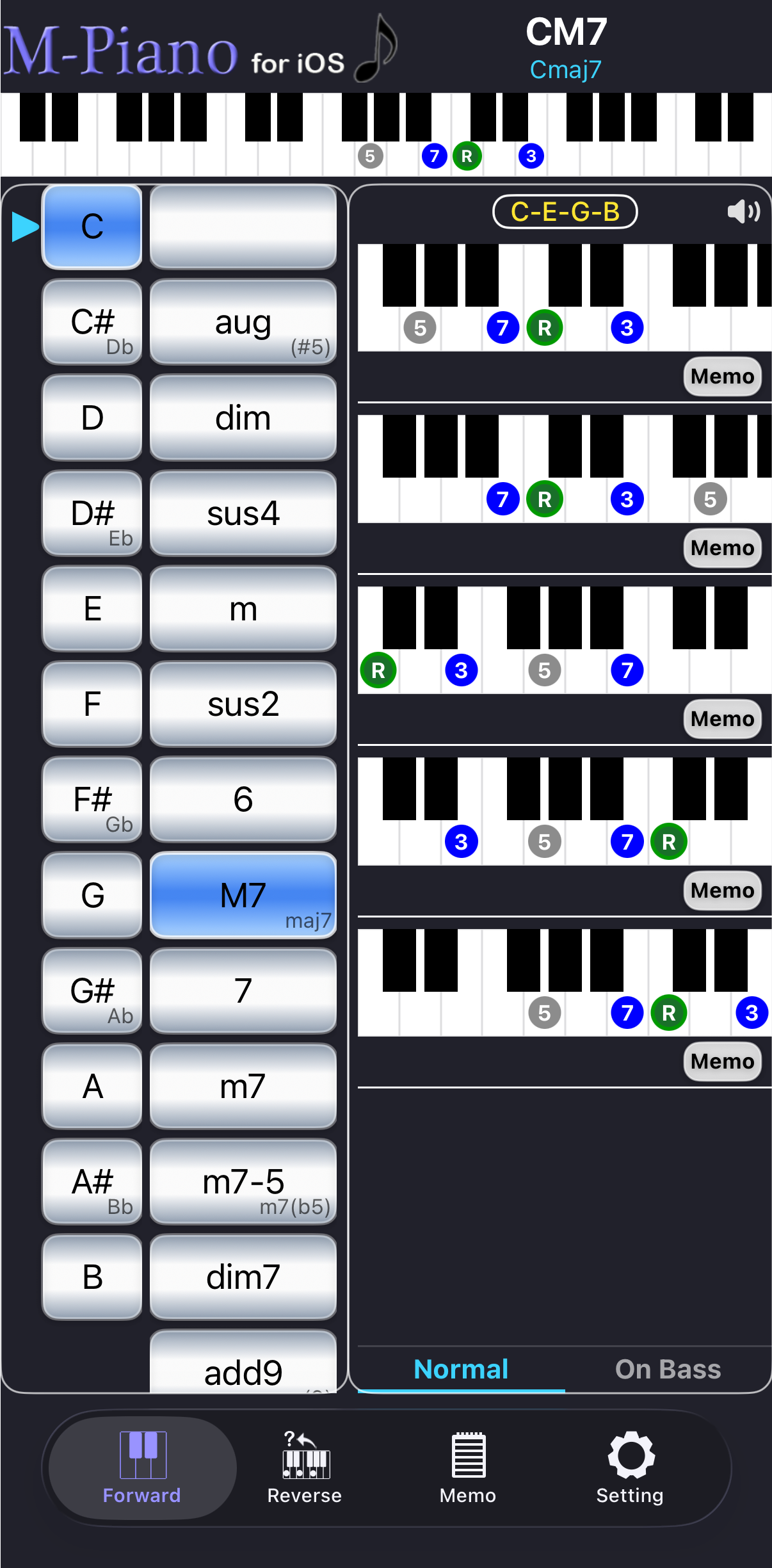 P-Chord5 Main Screen